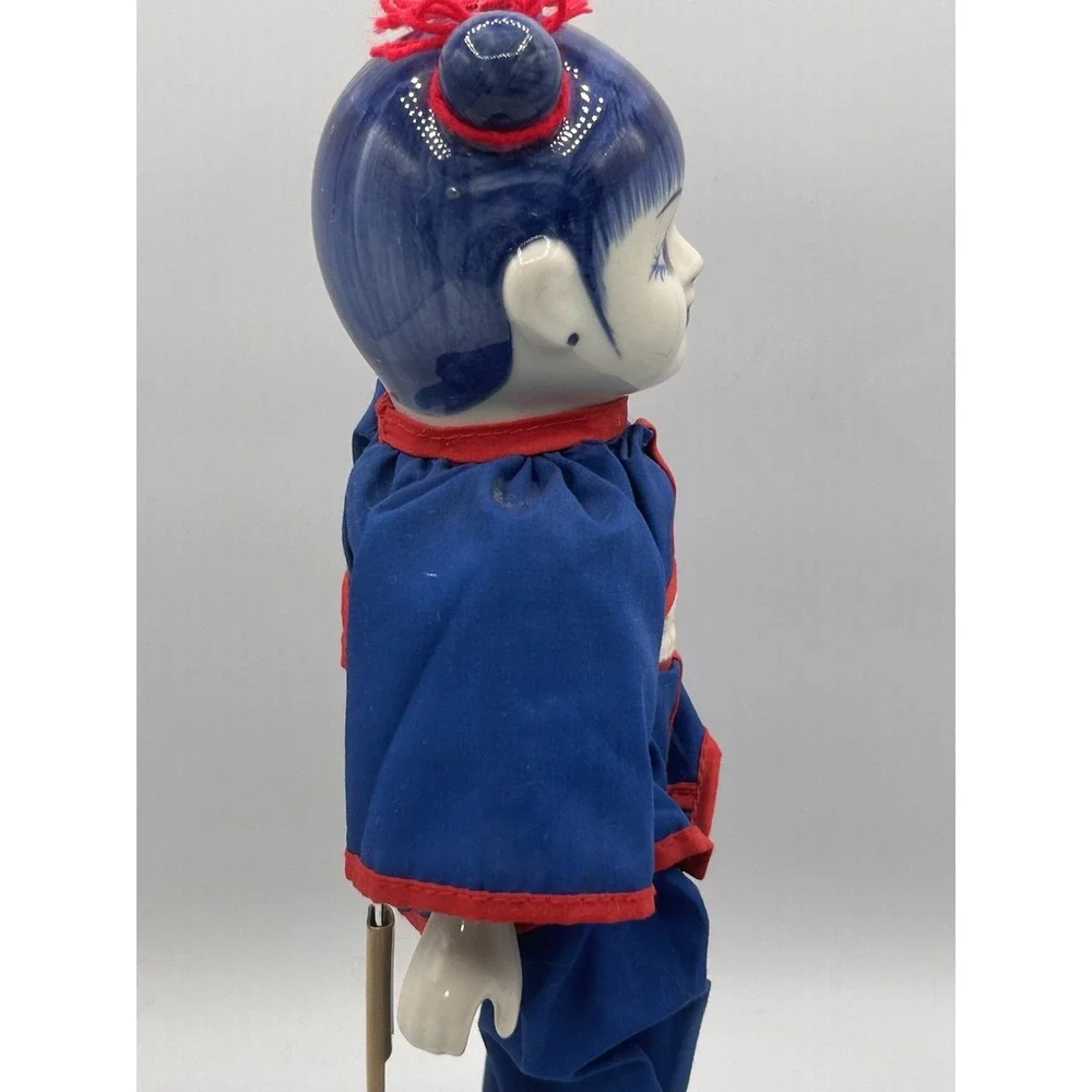 Oriental Porcelain Blue White Red Delft Blue Doll 12